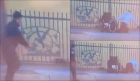 Moment șocant: Un bărbat fără picioare, în scaun cu rotile, este împușcat de trei polițiști, în SUA